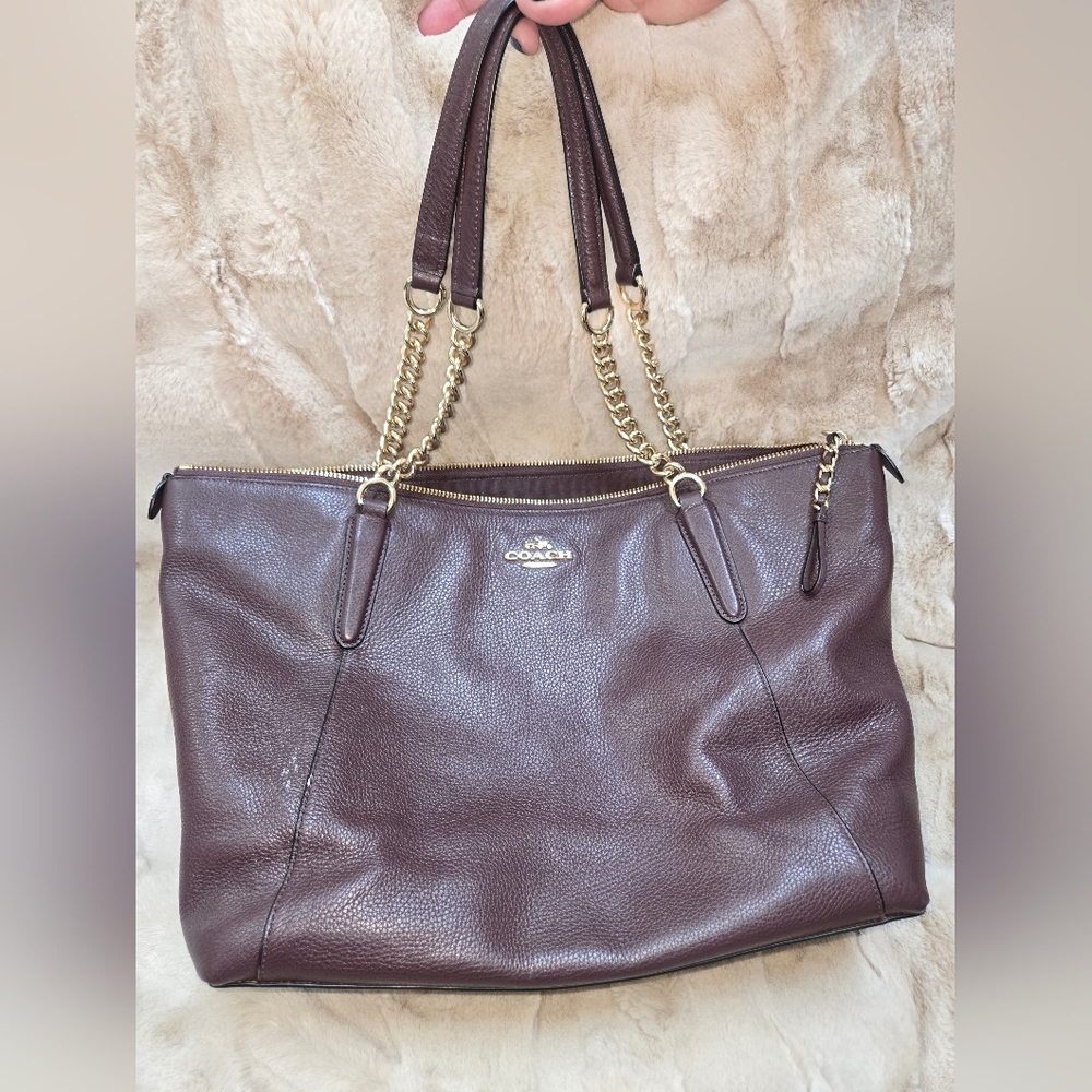 Coach Leather Ava Chain Tote